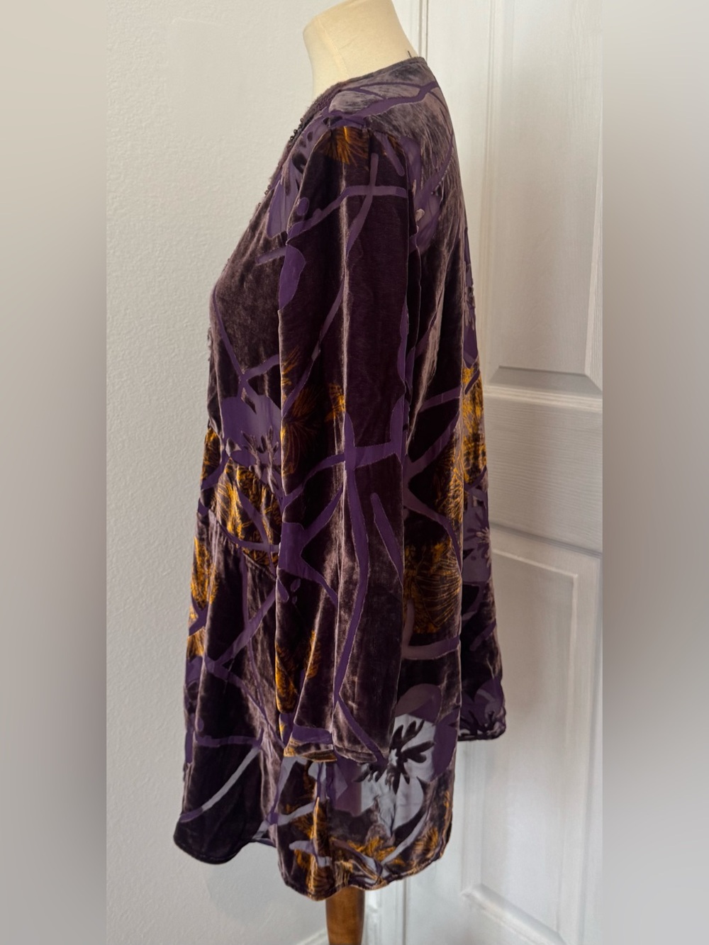Soft Surroundings Kimono Cardigan Open Front Floral Velvet Burnout Whimsy Lg - Picture 2 of 9